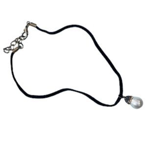 Pearl Black Rope Choker Necklace